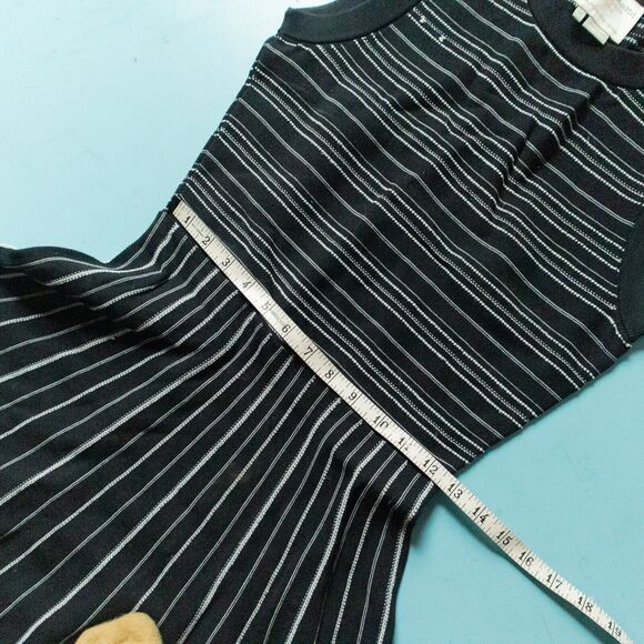 Kate Spade New York Black Striped Knit Fit Flare Sleeveless Dress Size XSmall - Picture 6 of 9